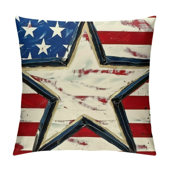 Pillow Covers Blue Big Decor Red White Stripe Throw Pillow Cover Independence Day Decorative Cushion Cases for Home Sofa Couch Chair Living Room