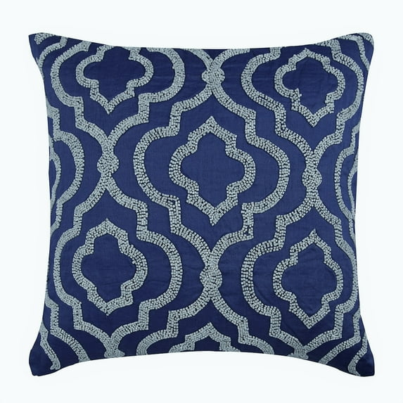 Pillow Covers, Blue Throw Pillow Covers, Modern Geometric Cushion Covers, Pillow Covers 12x12 inch (30x30 cm), Cotton Linen Square Throw Pillows Cover, Lattice Trellis - Royal Lineage