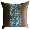 thumbnail image 1 of Pillow Covers, Brown Throw Pillow Cover, 3D Turquoise Sequins Pillow Cover, Throw Pillow Cover 18x18 inch (45x45 cm), Square Silk Pillow Cover,, Modern, Circles & - Cocoa & Turq, 1 of 3