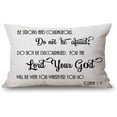 thumbnail image 1 of Pillow Covers with Christian Bible Verses Scripture Quotes Joshua-1-9 Farmhouse Rustic Décor Lumbar Pillow Covers with Saying Housewarming Family Room Décor 12" x 20", 1 of 6