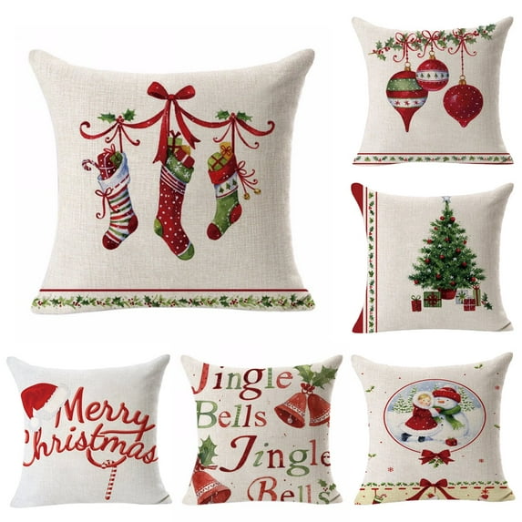 Pillow Covers, Christmas Couch Throw Pillow Covers 18”x18” Merry Christmas Decorations for Home Cotton Linen Pillow Cases Home Decor for Sofa