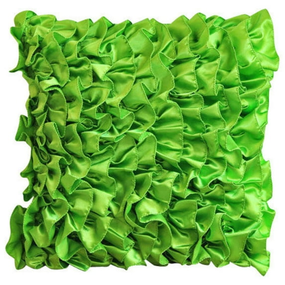 Pillow Covers, Clover Green Pillows Cover, Vintage Style Ruffles Pillows Cover, 20x20 inch (50x50 cm) Pillow Cover, Solid Modern Cushion Cover, Square Satin - Vintage Clover Green