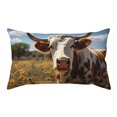 Pillow Covers Countryside Flower Cow Soft Pillow Cases Standard Size