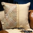 thumbnail image 1 of Pillow Covers, Decorative Beige Accent Throw Pillows, 14x14 inch (35x35 cm) Linen & Faux Leather Pillow Cover Sofa, Pillow Covers with Patchwork Patterned, Modern - Beige Half Tone, 1 of 10