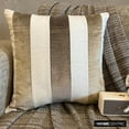 thumbnail image 1 of Pillow Covers, Decorative Brown 18"x18" (45x45 cm) Throw Pillow Covers, Velvet Patchwork Throw Pillows For Sofa, Striped Pattern Modern Style - Velvet Band Taupe, 1 of 10