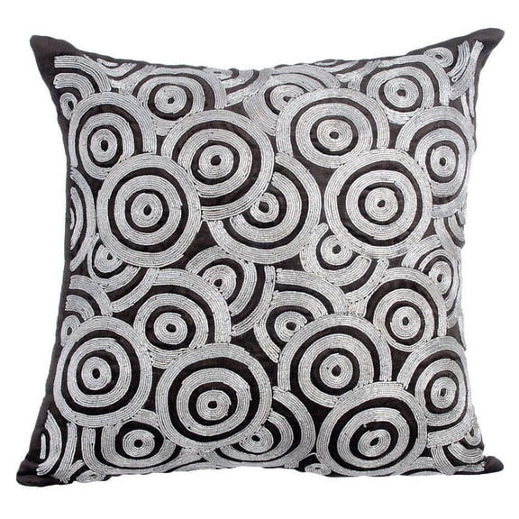 Pillow Covers, Decorative&nbsp;Pillows, Decorative Pillow Covers 14x14 inch (35x35 cm) Grey, Velvet Throw Pillow Covers, Handmade Pillow Covers, Modern, Circles & Dots - Go Silver Rings