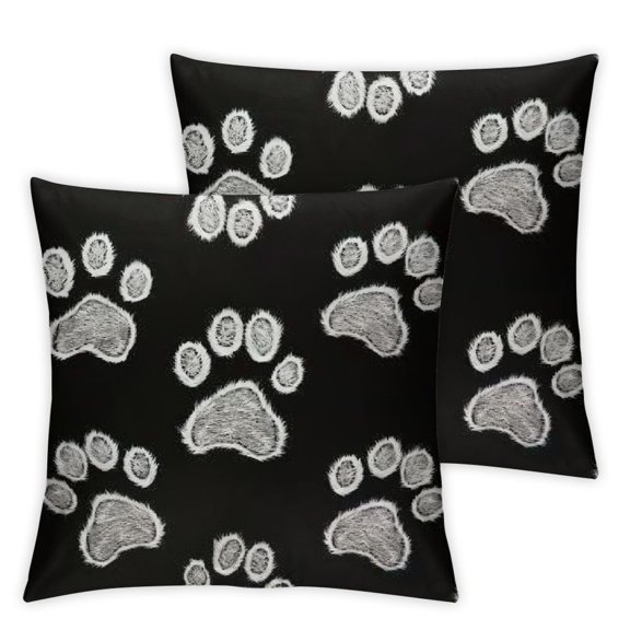 Pillow Covers Dog Paw Prints Black White Throw Pillow Covers Cases for Couch Sofa Bed Home Decor