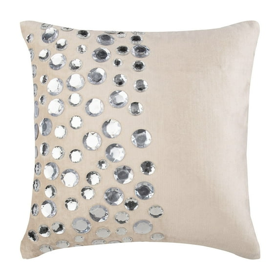 Pillow Covers, Ecru Cushion Cover For Sofa 16x16 inch (40x40 cm), Velvet Couch Throw Pillow Covers, Circles & Dots, Crystal, Dotted, Rhinestones - Crystal Moonstone