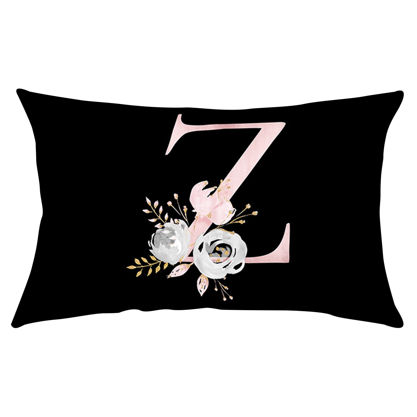 Pillow Covers English Alphabet ANW Floral Pillowcases Black Throw