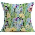 thumbnail image 1 of Pillow Covers Green Plants Succulents Cactus Prickly Pear with Watercolor Flowers Cotton Linen Square Throw Waist Pillow Case Cushion Cover 18" x 18" Home Sofa Couch Pillowslip(C-Leaf 10), 1 of 3