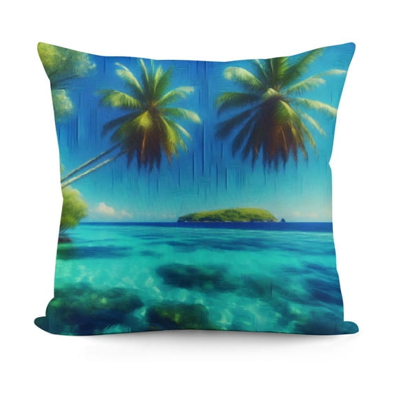 Pillow Covers , Hawaiin Throw Pillow Covers, Summer Coastal Cushion Covers, Style Blue Sea Wave Decorative Square Pillow Cases Bedroom Decor