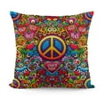 thumbnail image 1 of Pillow Covers , Hippie Peace Sign Throw Pillow Covers, Flower Cushion Covers, Rainbow Stripes Decorative Square Pillow Cases Bedroom Decor, 1 of 5