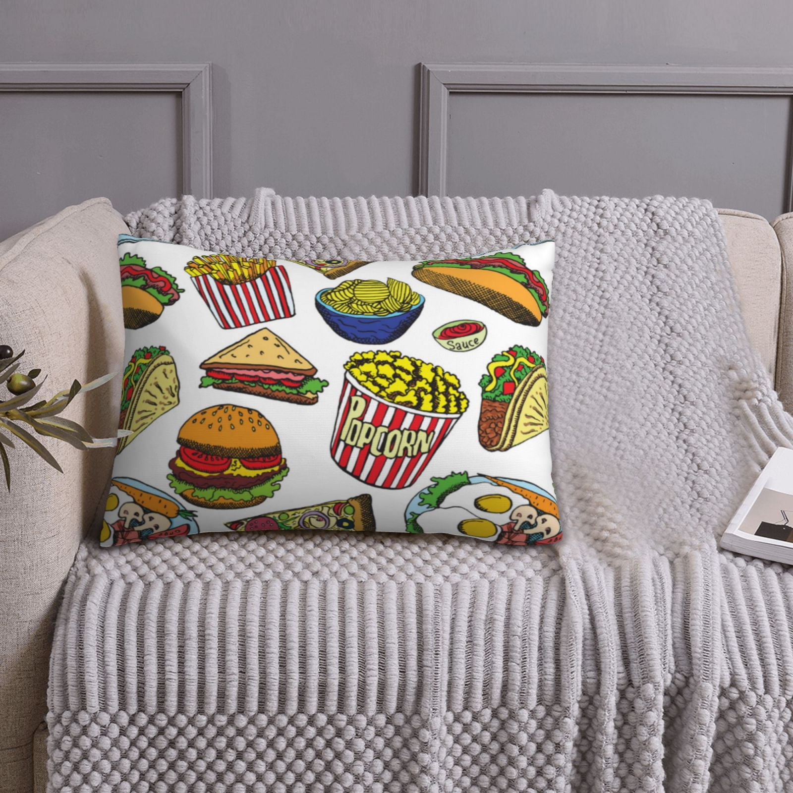 Pillow Covers, Hot Dog With One Sausage Pillow Cases Standard Size with
