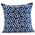thumbnail image 1 of Pillow Covers, Royal Blue Pillow Cover, Beaded Spiral Scroll Pillow Cover, 14x14 inch (35x35 cm) Pillow Cover, Square Silk Pillow Cover for Couch, Floral Art Deco - Around The World, 1 of 5