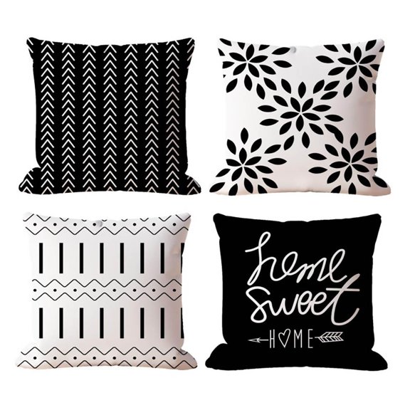 Pillow Covers Set of 4, Modern Sofa Throw Pillow Cover, Decorative Outdoor Linen Fabric Pillow Case for Couch Bed Car ,18x18 inch