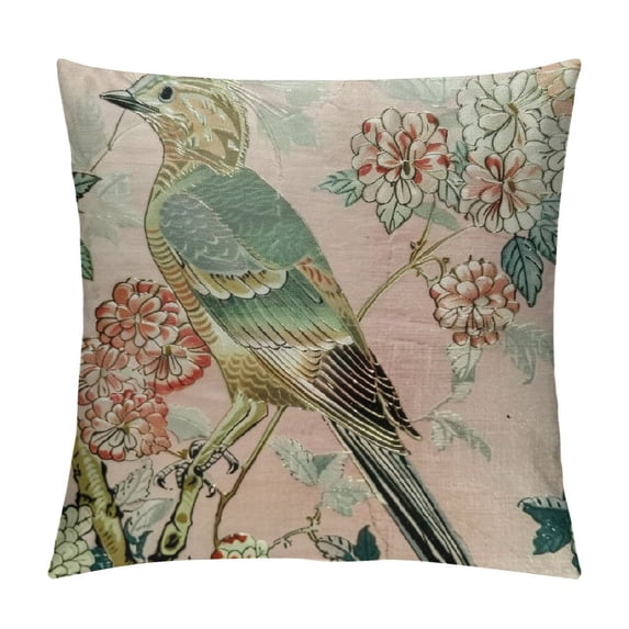Pillow Covers,Pink Flowers and Birds Pillow Cover Decor Outdoor Pillows Cases Suitable for Couch Pillows Living Room Bedroom