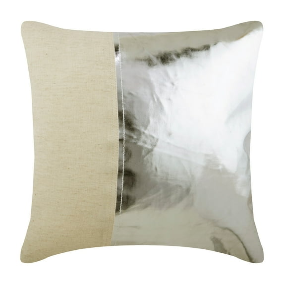 Pillow Covers, Silver 22x22 inch (55x55 cm) Square Metallic Silver Faux Leather Decorative Pillow Covers, Patchwork Pillow Cover, Contemporary Throw Pillow Covers - Better Half Silver