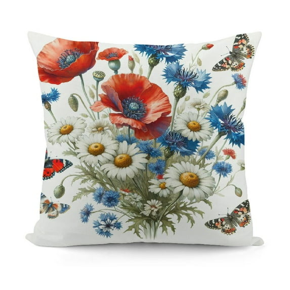 Pillow Covers Spring Red Flowers Gifts Decorative Throw Pillow Cases Polyester Linen Outdoor for Sofa Couch Bar Club Valentines Day Decor