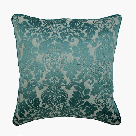 Pillow Covers, Teal Blue Throw Pillows for Bed 24x24 Pillow Covers Silk Jacquard Damask Throw Pillows Covers, Blue Pillow Covers 24x24 inch (60x60 cm), Victorian Style - King Damask