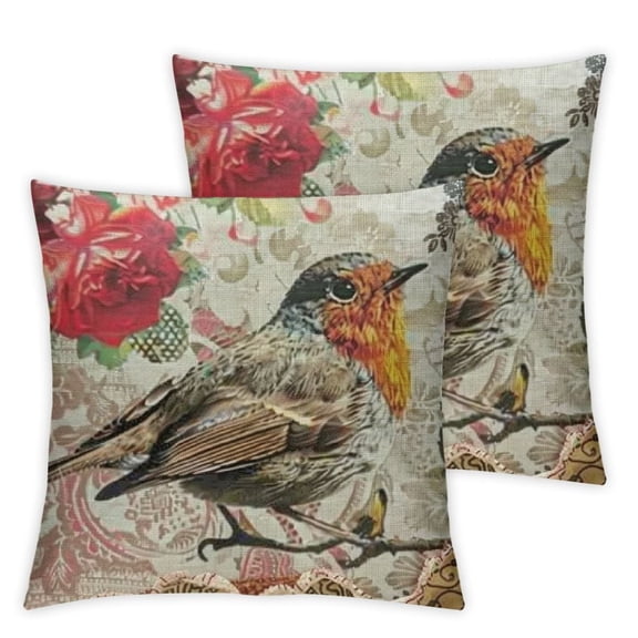 Pillow Covers Vintage Robin Bird Home Decor Throw Pillow Case Cushion Cover)
