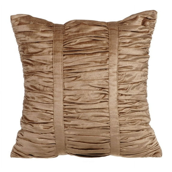 Pillow Covers With Zippers, pearl beige 14x14 inch (35x35 cm) Gathered Fabric Pattern Pillow Covers by The HomeCentric, Solid Color Pillow Covers, Modern - Pearl Beige Beauty