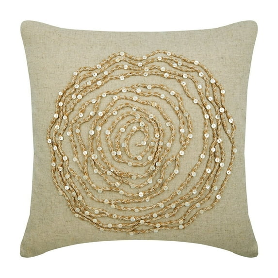 Pillow Covers With Zippers, 22x22 inch (55x55 cm) Pillow Cover, Ecru Throw Pillow Cover, Rose Flower Jute Cord Floral Theme Throw Pillow Cover, Cotton Linen Square - Earthy Rose
