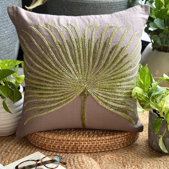 Pillow Covers With Zippers, Throw Pillow Covers, Pillow Covers 18x18 inch (45x45 cm) Brown, Cotton Throw Pillow Covers, Handmade Pillow Covers, Modern, Floral - Together We Grow