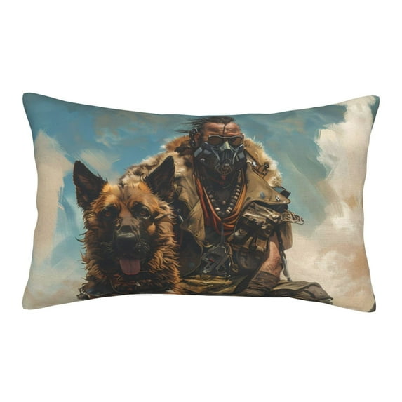 Pillow Covers, desert Man Shepherd Dog Fuzzy Pillow Cases Queen Size with Hidden Zipper, Comfy Bedding Counch Throw Decorative Pillowcase, Soft Pillow Protectors Mult Sizes 14x20