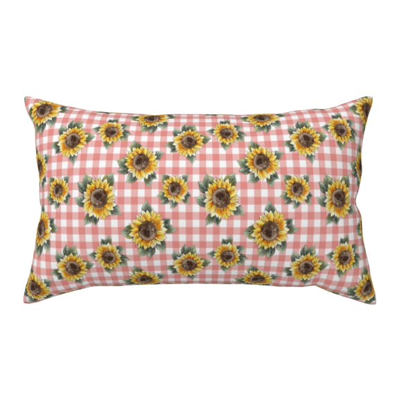 Pillow Covers, sunflowers checkered pink plaid King Size Pillow Cases with Envelope Closure (36x20 inches), Comfy Bedding Pillowcase for Hair and Skin - Soft Breathable Pillow Protectors