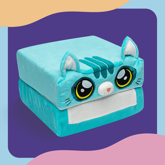 Pillow Cube Kids Teal Cat