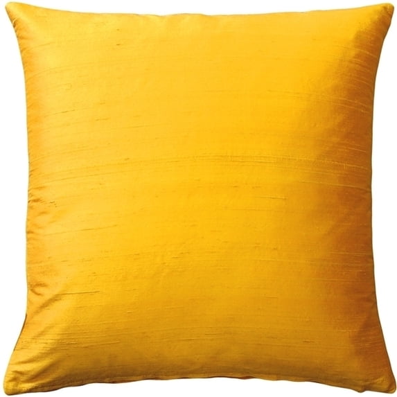Pillow Decor 18x18 Deep Yellow Silk Throw Pillow 100% Dupioni Silk