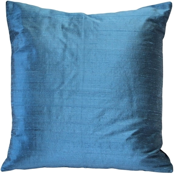 Pillow Decor 18x18 Marine Blue Dupioni Silk Throw Pillow Poly Insert Included