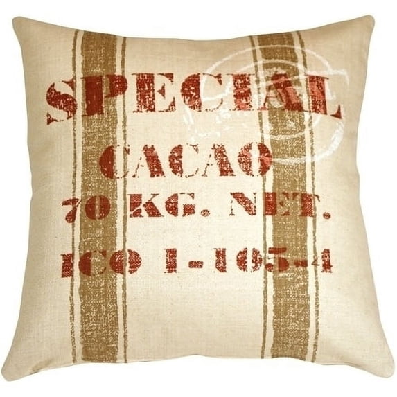 Pillow Decor Cacao Bean Red Print 24x24 Inch Throw Pillow Cotton Blend Cover