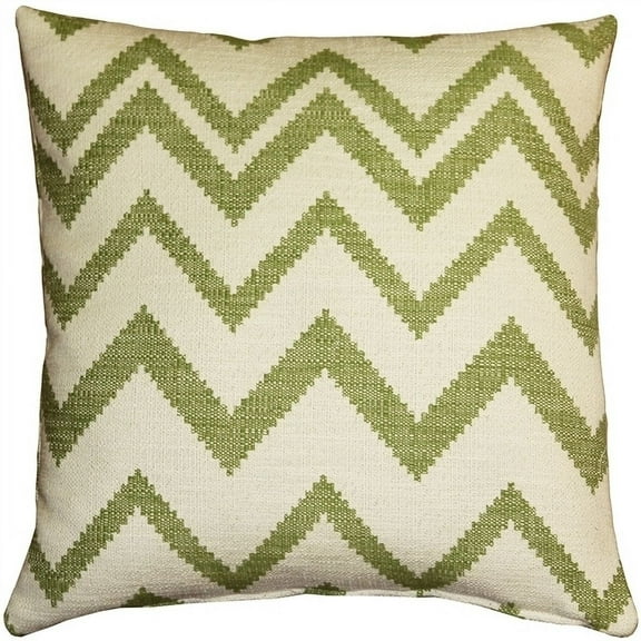 Pillow Decor Lorenzo Zigzag Green 20x20 Throw Pillow 100% Cotton Classic Design