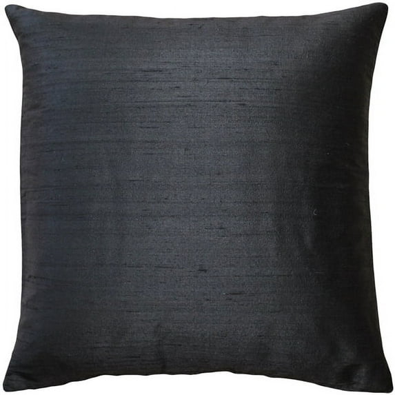 Pillow Decor Sankara Black Silk Throw Pillow 18x18 Dupioni Silk Square Cushion