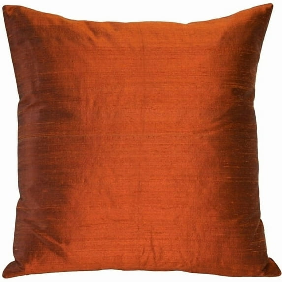Pillow Decor Sankara Burnt Orange Silk Throw Pillow 16x16 Dupioni Silk Insert