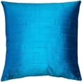 thumbnail image 1 of Pillow Decor Sankara Peacock Blue Silk Throw Pillow 18x18 Dupioni Cushion, 1 of 3