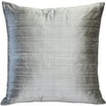 thumbnail image 1 of Pillow Decor Silver Silk Throw Pillow 16x16 Dupioni Cushion Metallic Design, 1 of 2
