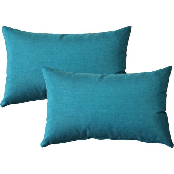 Pillow Decor Sunbrella Indoor Outdoor Throw Pillows 12"x20" Rectangular (2-Pack) (Peacock)