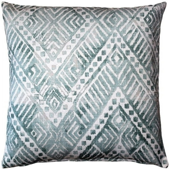 Pillow Decor Tangga Blue Throw Pillow 20x20 Aqua Teal Cotton Linen Blend