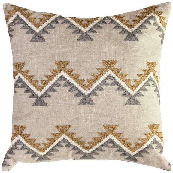 Pillow Decor Tulum Ranch 20x20 Embroidered Throw Pillow Gray Cream Caramel