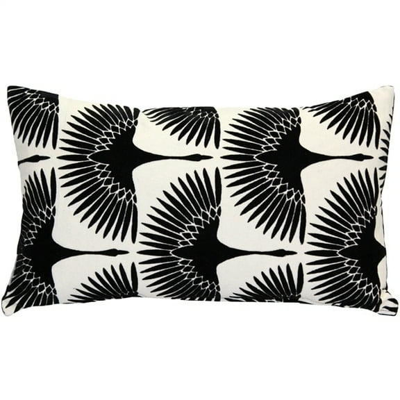 Pillow Decor Winter Flock Black White Throw Pillow 12x20 Velvet Cotton