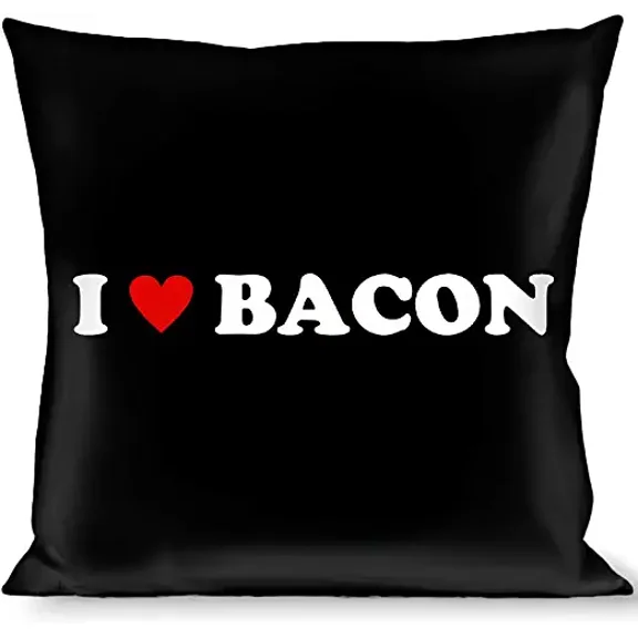 buckle-down throw pillow - i "heart" bacon black white red