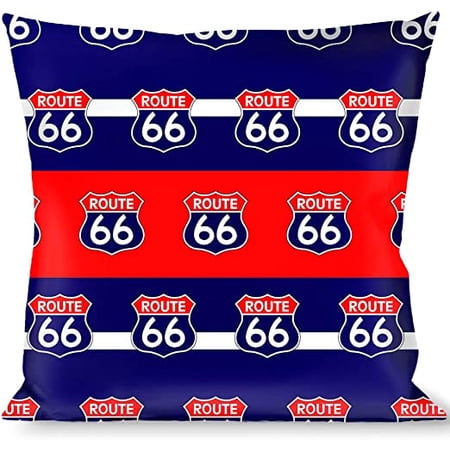 buckle-down throw pillow - route 66 highway sign stripe blue white red
