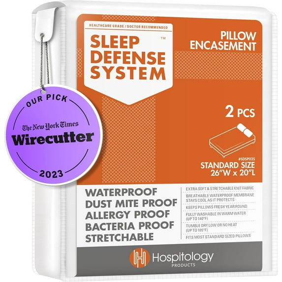 Pillow Encasement- Zippered Bed Bug Dust Mite Proof Hypoallergenic ...