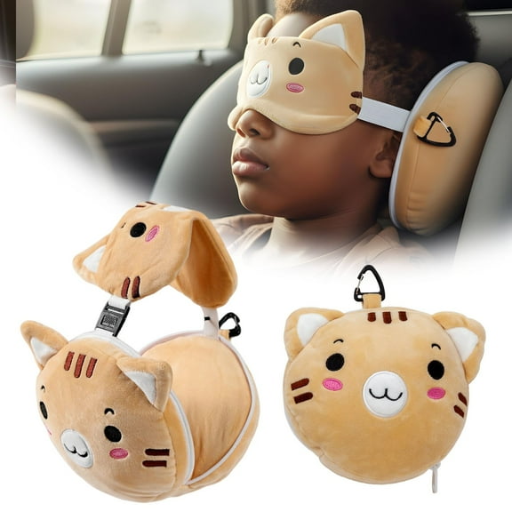 Pillow Eye Mask, Travel Sleep Mask and Pillow Set, Cute Travel Pillow Set with Eye Mask, 1Pcs Soft Comfort Pillow Set, Lightweight and Portable Mini Pillow Set, Brown 6.7 In