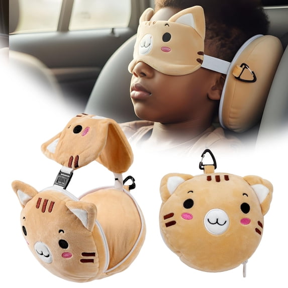 Pillow Eye Mask, Travel Sleep Mask and Pillow Set, Cute Travel Pillow Set with Eye Mask, 1Pcs Soft Comfort Pillow Set, Lightweight and Portable Mini Pillow Set, Brown 6.7 In