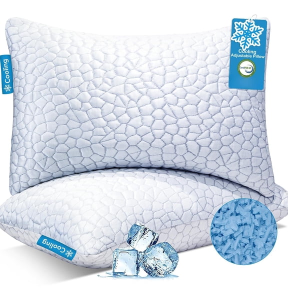 Pillow For Sleeping 2 Pack Luxury Shredded Memory Foam Bed Standard Pillows Set Of 2 Cool Hot Sleepers Adjustable Firm Side Soft Yet Support