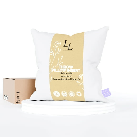 Pillow Forms 22x22 inch Euro Sham Insert with Hypoallergenic Cushion Stuffing - Made in USA Throw Pillow Insert by Looms and Linens