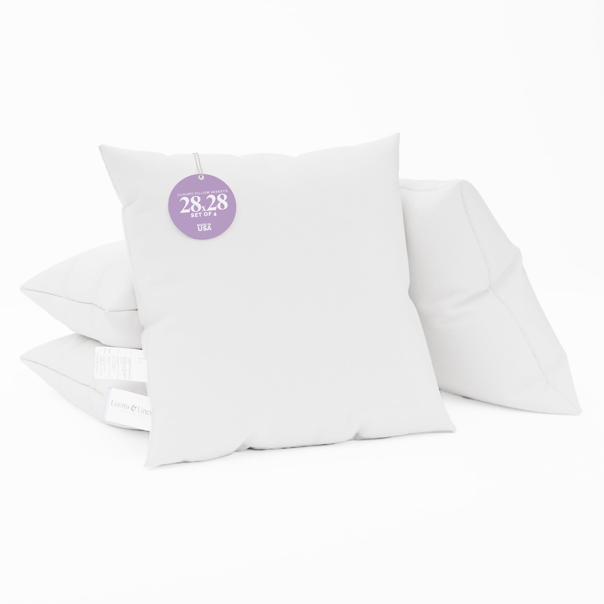 Pillow Forms 28x28 inch Set of 4 Sham Pillow Insert with Hypoallergenic Cushion Insert Made in USA Throw Pillow Insert by Looms and Linens Walmart